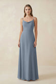 Cami Strap A-Line Chiffon Bridesmaid Dress in Neptune