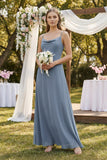 Cami Strap A-Line Chiffon Bridesmaid Dress in Neptune