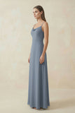 Cami Strap A-Line Chiffon Bridesmaid Dress in Neptune