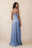 Cami Strap Corset Satin Sheath Bridesmaid Dress in Mist