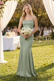 Cami Strap Ruffled Satin Bridesmaid Dress With Bow in Dove Gray
