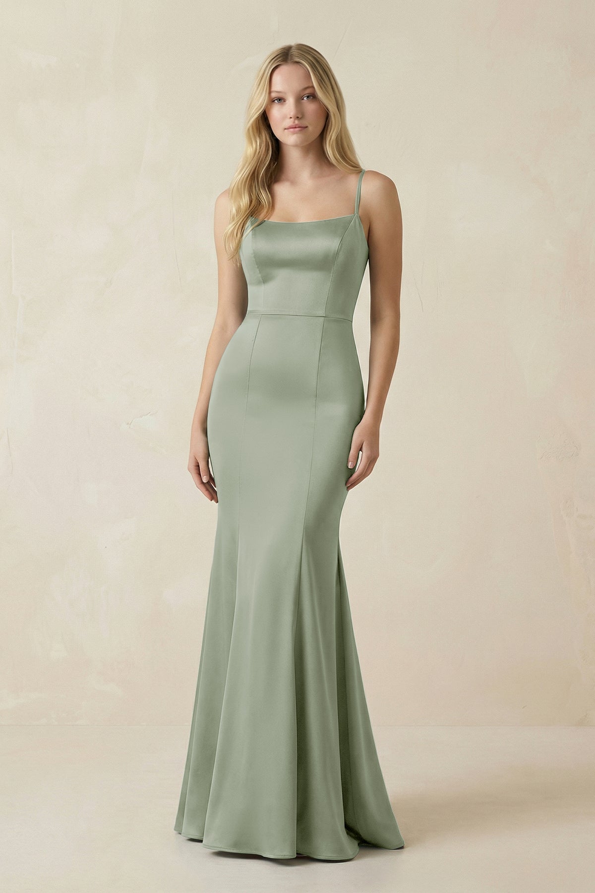 Cami Strap Ruffled Satin Bridesmaid Dress With Bow in Dove Gray
