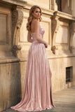 Green Metallic Sweetheart Pleated A-Line Long Prom Dresses