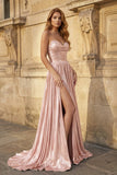 Green Metallic Sweetheart Pleated A-Line Long Prom Dresses