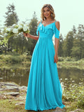 A-Line/Princess Chiffon Ruffles V-neck Sleeveless Floor-Length Bridesmaid Dresses Evening Prom Dress