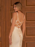 Mermaid Spaghetti Straps Satin Prom Dress