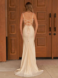 Mermaid Spaghetti Straps Satin Prom Dress