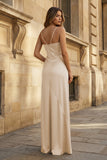 Spaghetti Straps Long Sheath Prom Dress With Split