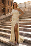 Mermaid One-Shoulder Sequins Prom Dress With Tassels
