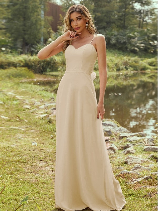 A-Line/Princess Chiffon Sash/Ribbon/Belt Sweetheart Sleeveless Floor-Length Bridesmaid Dresses Evening Dress