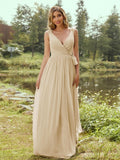 A-Line/Princess Chiffon Ruffles V-neck Sleeveless Floor-Length Bridesmaid Dresses Evening Prom Dress