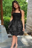 A-line Lace Appliques Organza Short Homecoming Dress