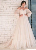 White Bohemian Unique  Sweetheart Long-Sleeve Wedding Dresses