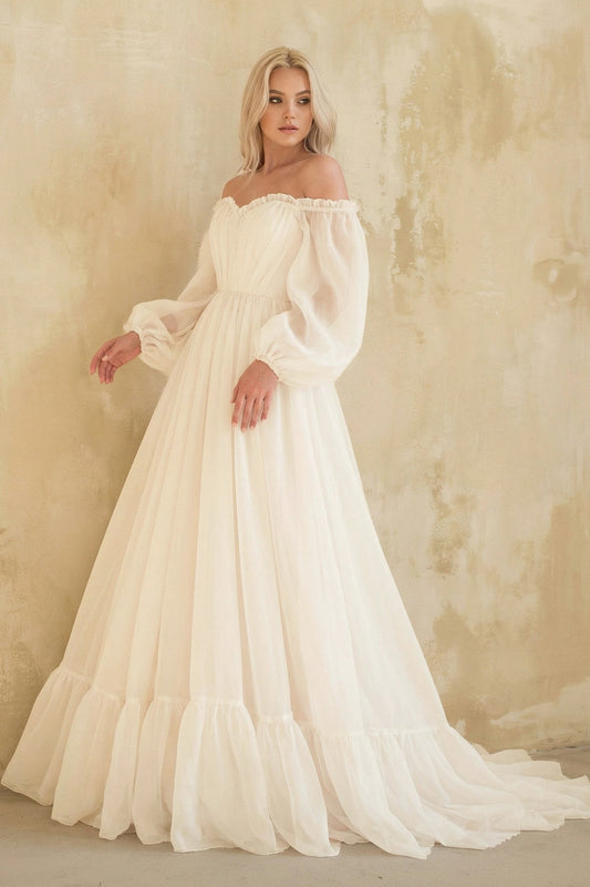White Bohemian Unique  Sweetheart Long-Sleeve Wedding Dresses