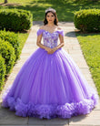 Ball Gown Organza Off-the-Shoulder  Purple Quinceanera Dress