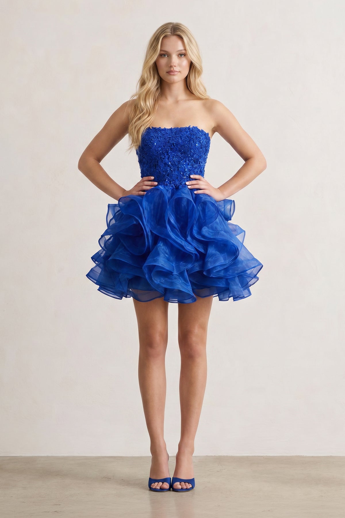 A-line Lace Appliques Organza Short Homecoming Dress
