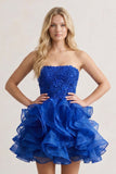 A-line Lace Appliques Organza Short Homecoming Dress