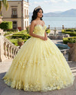 Ball Gown Lace Sweetheart Yellow Quinceanera Dress