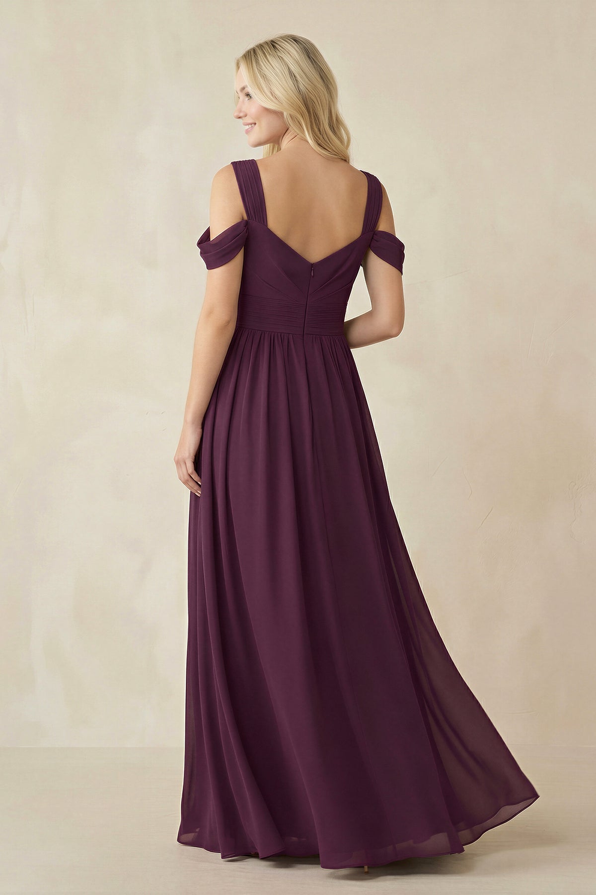 Chiffon A-Line Bridesmaid Dress with Slit in Fig