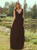 A-Line/Princess Chiffon Ruffles V-neck Sleeveless Floor-Length Bridesmaid Dresses Evening Prom Dress