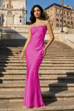 Yellow Spaghetti Straps Sheath Satin Open Back Long Prom Dresses
