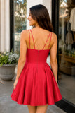 A-line Spaghetti Straps Satin Homecoming Dress