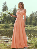 A-Line/Princess Chiffon Ruffles V-neck Sleeveless Floor-Length Bridesmaid Dresses Evening Prom Dress