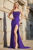 Red Strapless Mermaid Satin Long Prom Dresses with Beading