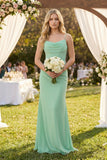 Cowl Neck Sheath Chiffon Bridesmaid Dress with Corset in Pale Pistachio