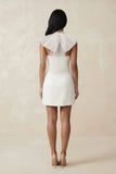 Cross Halter Sheath Satin Mini Wedding Dress in White