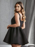 Chic Square Neck Open Back A-line Satin Homecoming Dress Cocktail Dresses Junior Bridesmaid Party Dresses