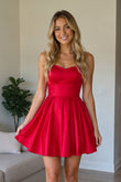 A Line Strapless Satin Homecoming Dress