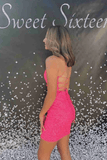 Royal Blue Bodycon Scoop Neck Sequins Mini Party Dresses
