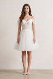 Ivory A-line V Neck Tulle Homecoming Dresses