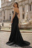 Fuchsia Off The Shoulder Satin Pleated Mermaid Formal Prom Dresses With Beading
