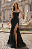Fuchsia Off The Shoulder Satin Pleated Mermaid Formal Prom Dresses With Beading