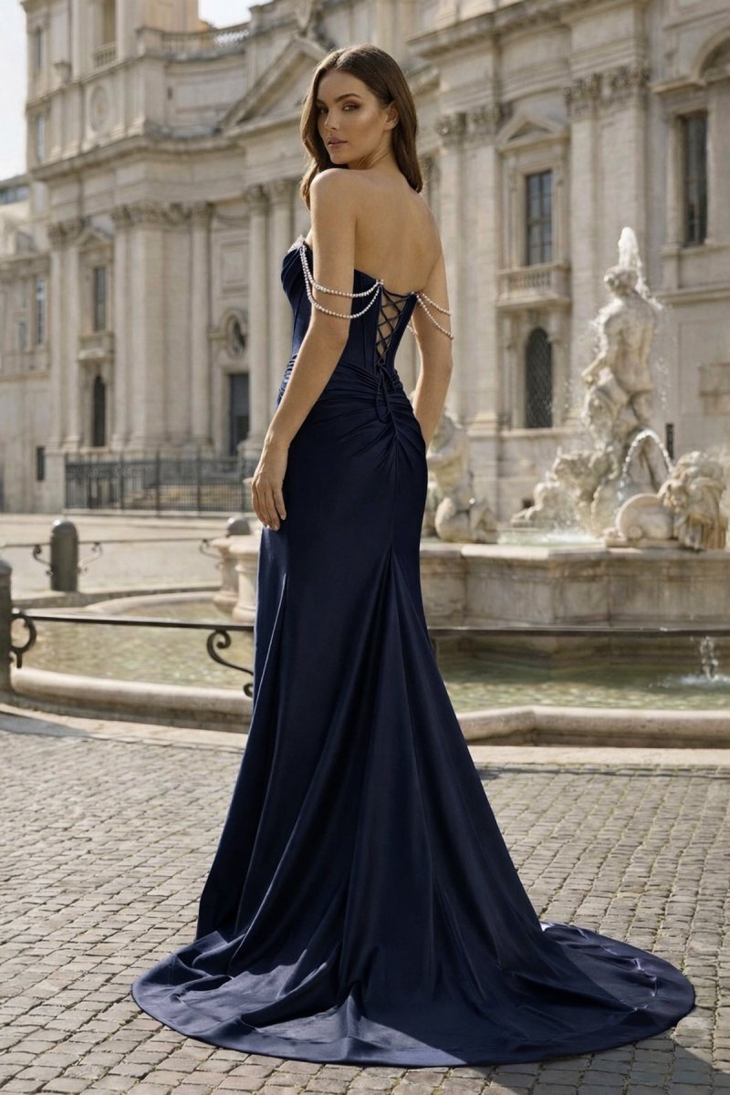 Fuchsia Off The Shoulder Satin Pleated Mermaid Formal Prom Dresses With Beading
