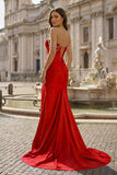 Fuchsia Off The Shoulder Satin Pleated Mermaid Formal Prom Dresses With Beading
