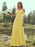 A-Line/Princess Chiffon Ruffles V-neck Sleeveless Floor-Length Bridesmaid Dresses Evening Prom Dress