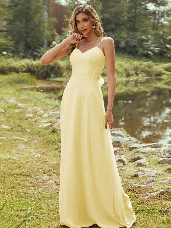 A-Line/Princess Chiffon Sash/Ribbon/Belt Sweetheart Sleeveless Floor-Length Bridesmaid Dresses Evening Dress