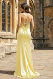 Green Sheer Appliques Satin Mermaid Long Prom Dress