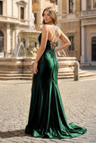 Royal Blue Appliques Spaghetti Straps Mermaid Long Formal Dress