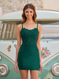 Bodycon Satin Double Straps Keyhole Back Homecoming Dress