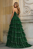 Sky Blue Sweetheart A Line Sequined Lace Ruffled Long Prom Dresses With Appliques