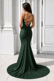 Purple Spaghetti Straps Lace-Up Mermaid Long Formal Dress