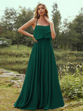 A-Line/Princess Chiffon Ruffles Spaghetti Straps Sleeveless Floor-Length Bridesmaid Dresses Evening Prom Dress