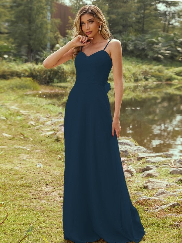 A-Line/Princess Chiffon Sash/Ribbon/Belt Sweetheart Sleeveless Floor-Length Bridesmaid Dresses Evening Dress