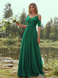 A-Line/Princess Chiffon Ruffles V-neck Sleeveless Floor-Length Bridesmaid Dresses Evening Prom Dress