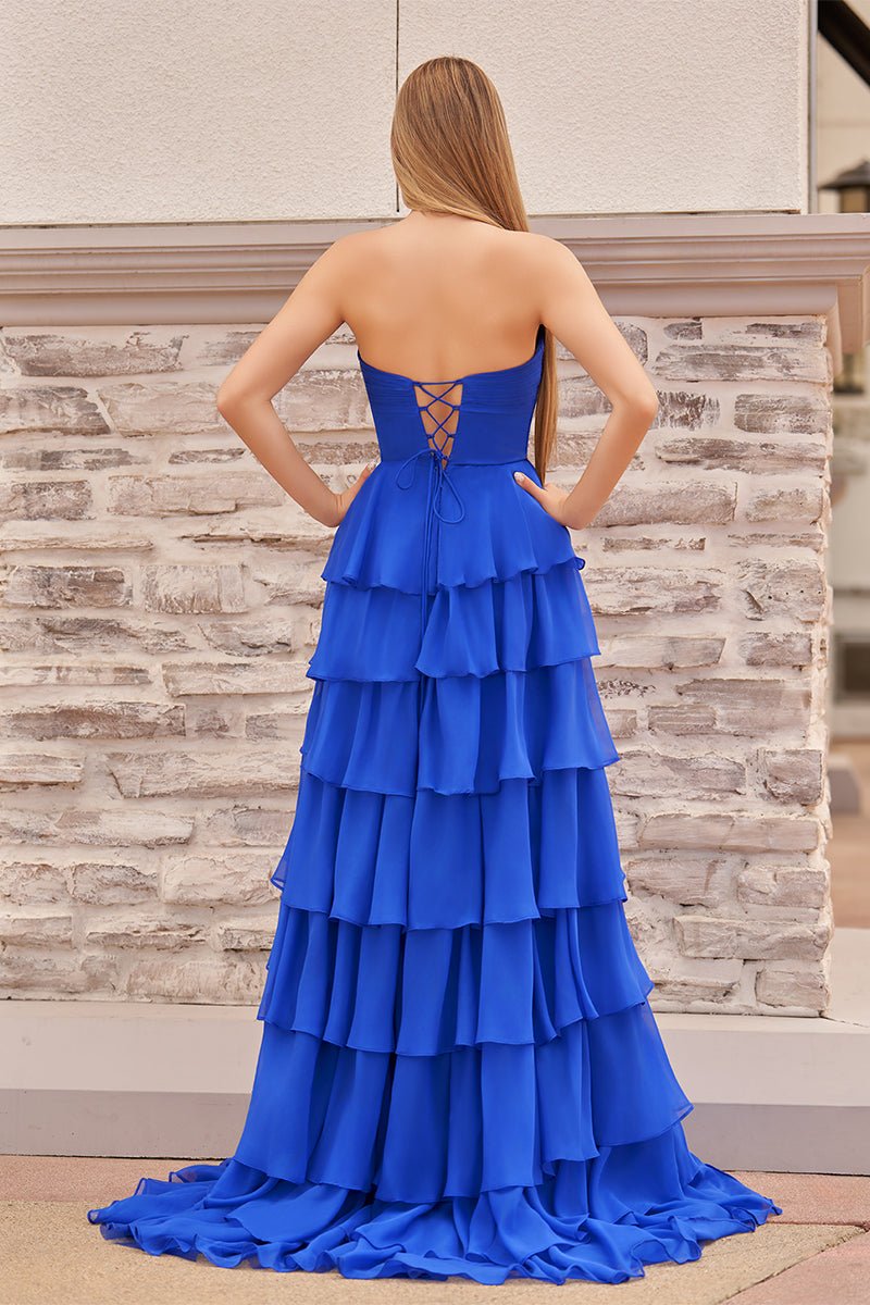 A-Line Sweetheart Layered Chiffon Sleeveless Formal Prom Dress