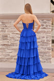 A-Line Sweetheart Layered Chiffon Sleeveless Formal Prom Dress